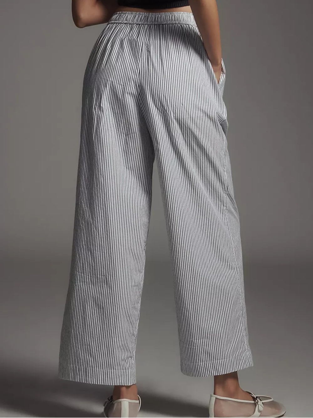 Anthropologie Wide Leg Striped High Waisted Boxer Lounge Pants Size Small - Picture 2 of 8